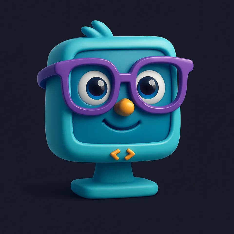 La mascotte du Hub Informatique : un écran souriant avec des lunettes